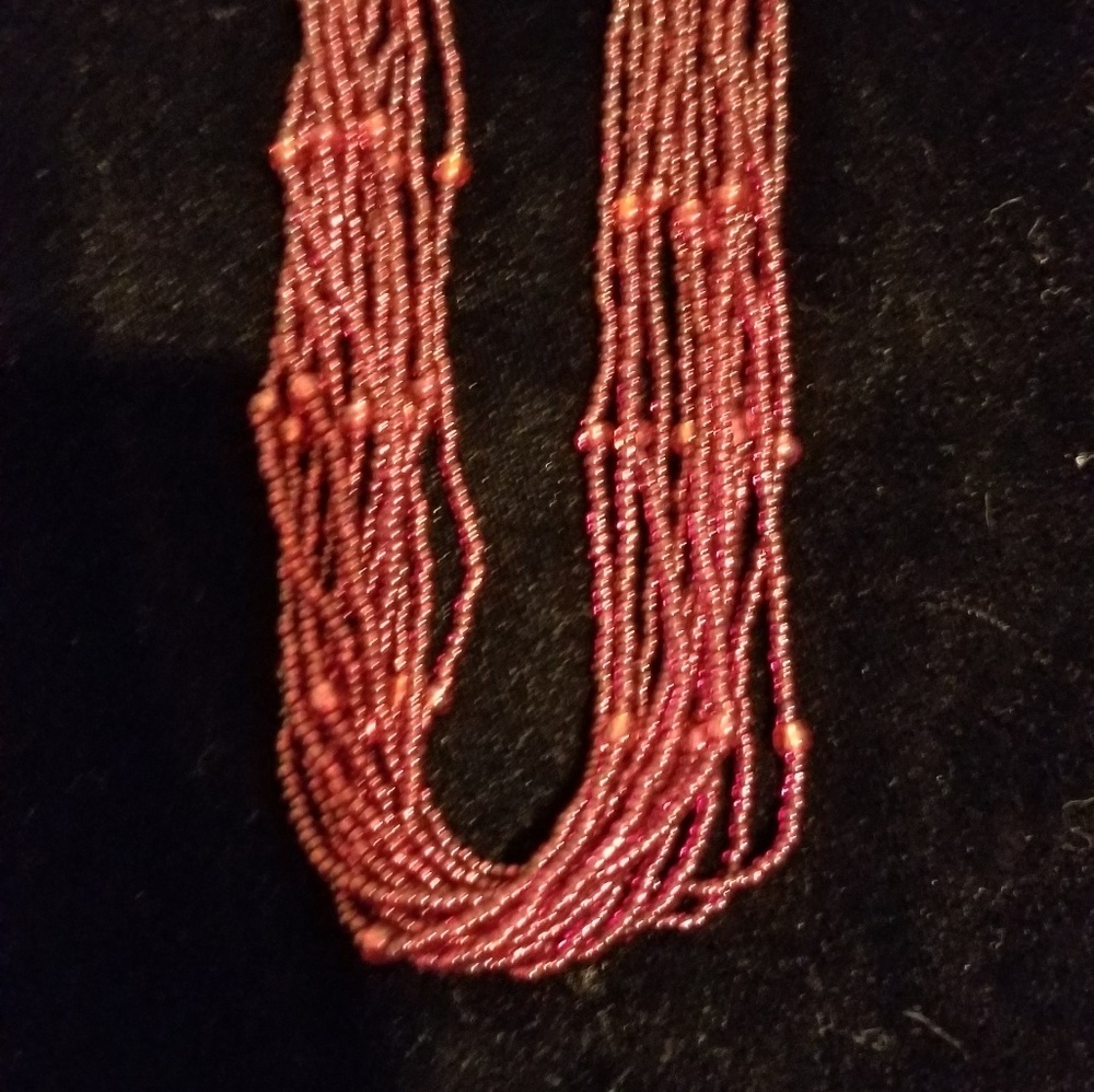 Burgundy glass beaded necklace